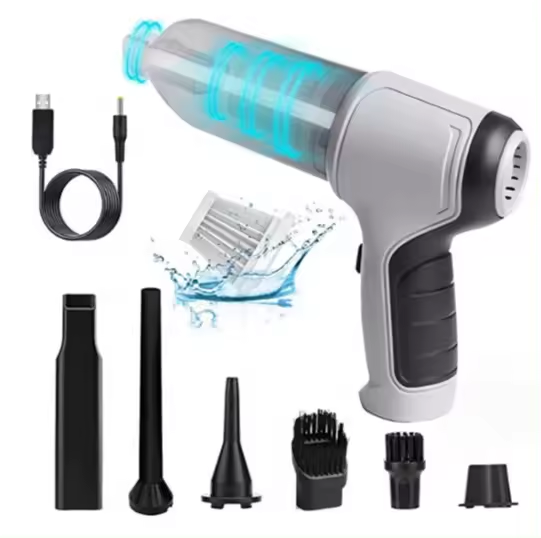 Aspirator, Suflanta si Pompa de aer 3 in 1 cu acumulator la Usb, 120W