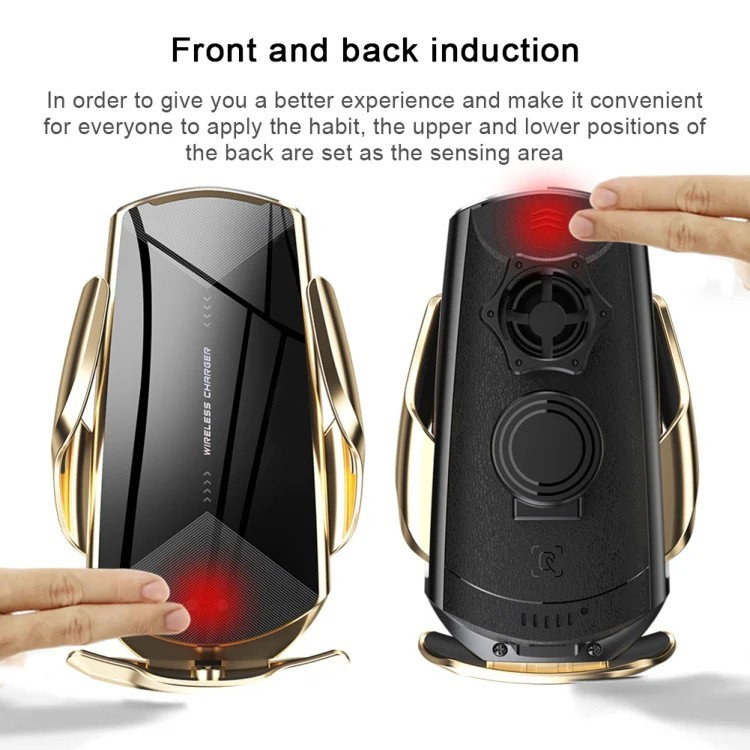 Suport auto wireless Q2: Încărcare rapidă 15W, magnetic, universal, Rotatie 360°, auriu