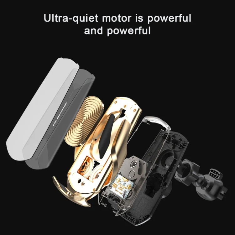 Suport auto wireless Q2: Încărcare rapidă 15W, magnetic, universal, Rotatie 360°, auriu