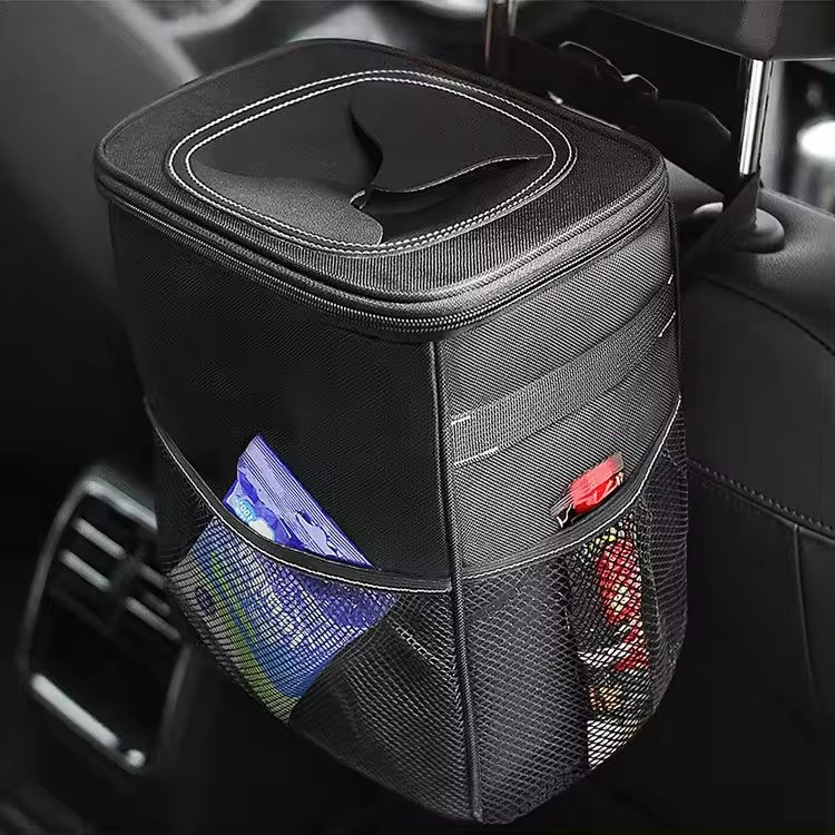 Cos de gunoi auto cu capac, impermeabil, cu buzunare de depozitare, pliabil si portabil, organizator auto
