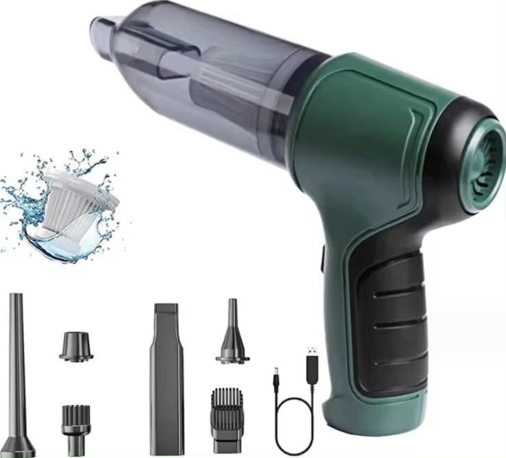 Aspirator, Suflanta si Pompa de aer 3 in 1 cu acumulator la Usb, 120W
