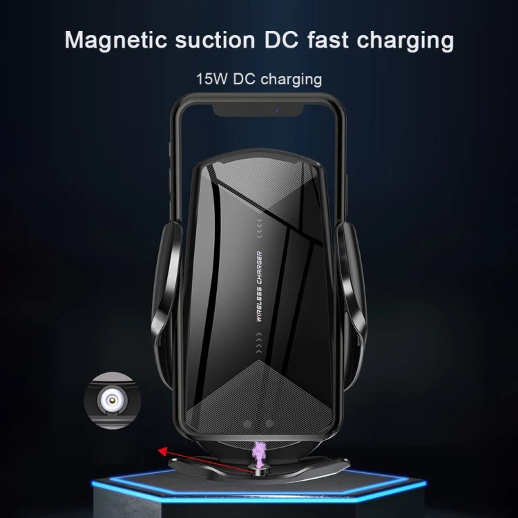 Suport auto wireless Q2: Încărcare rapidă 15W, magnetic, universal, Rotatie 360°, auriu