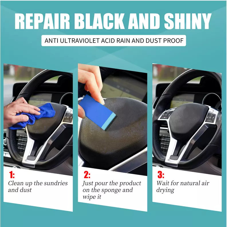 Kit Auto pentru Curatare si Restaurare Plastic, Cauciuc si Piele, OUHOE Plastic Refreshing, 50ml