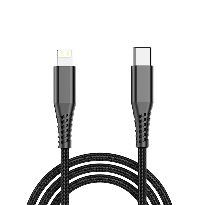 Cablu Date si Incarcare rapida FastCharge, USB Type-C la tip Lightning, 1m, 20W, Negru