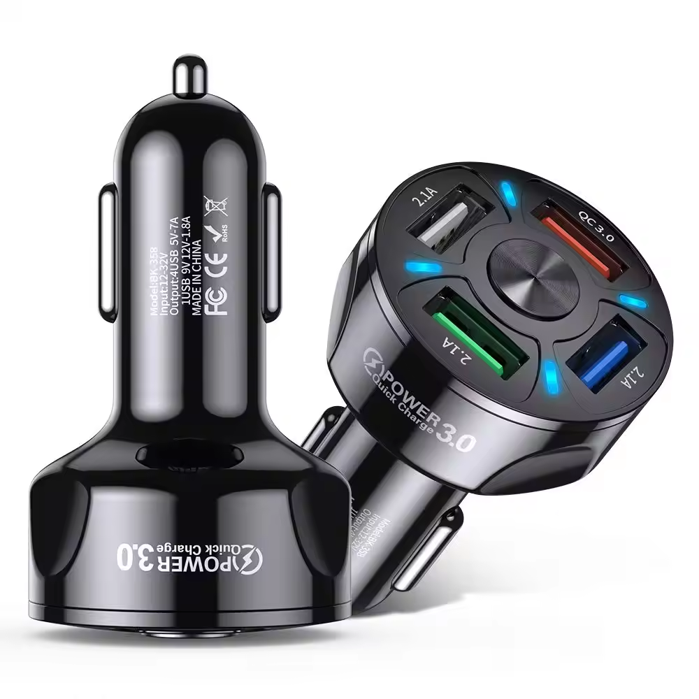 Incarcator Auto 4 Porturi USB - SpeedVolt Quad, Ultra-Rapid cu Tehnologie Quick Charge 3.0