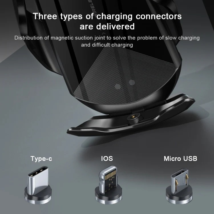 Suport auto wireless Q2: Încărcare rapidă 15W, magnetic, universal, Rotatie 360°, auriu