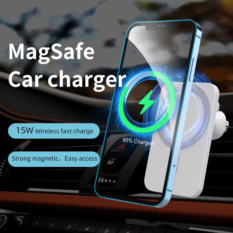 Incarcator auto wireless magnetic, MagSafe, 15W Qi Fast Charging