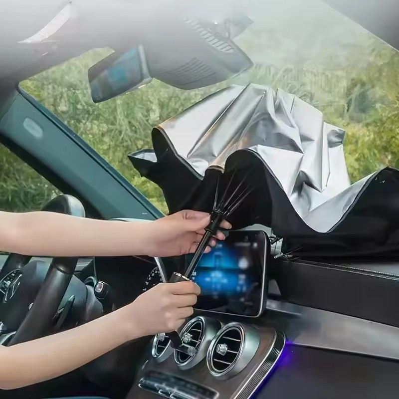 Parasolar Auto Pliabil pentru Masina, model Umbrela, Rezistent UV