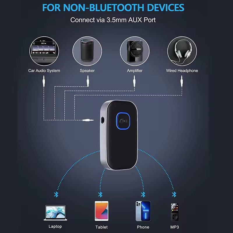 Adaptor Bluetooth 5.0, Receiver Audio cu Jack - Port AUX 3.5 mm